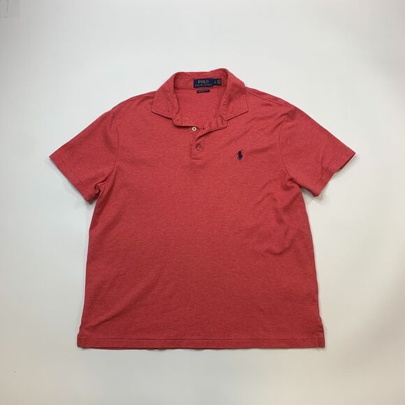 Polo Ralph Lauren Shirt Mens L Large Coral Custom SLIM Fit Cotton Collared *READ - Picture 2 of 10
